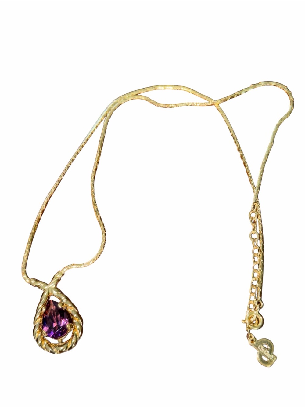 Christian Dior Vintage Gold-Plated Simulated Amethyst Necklace
